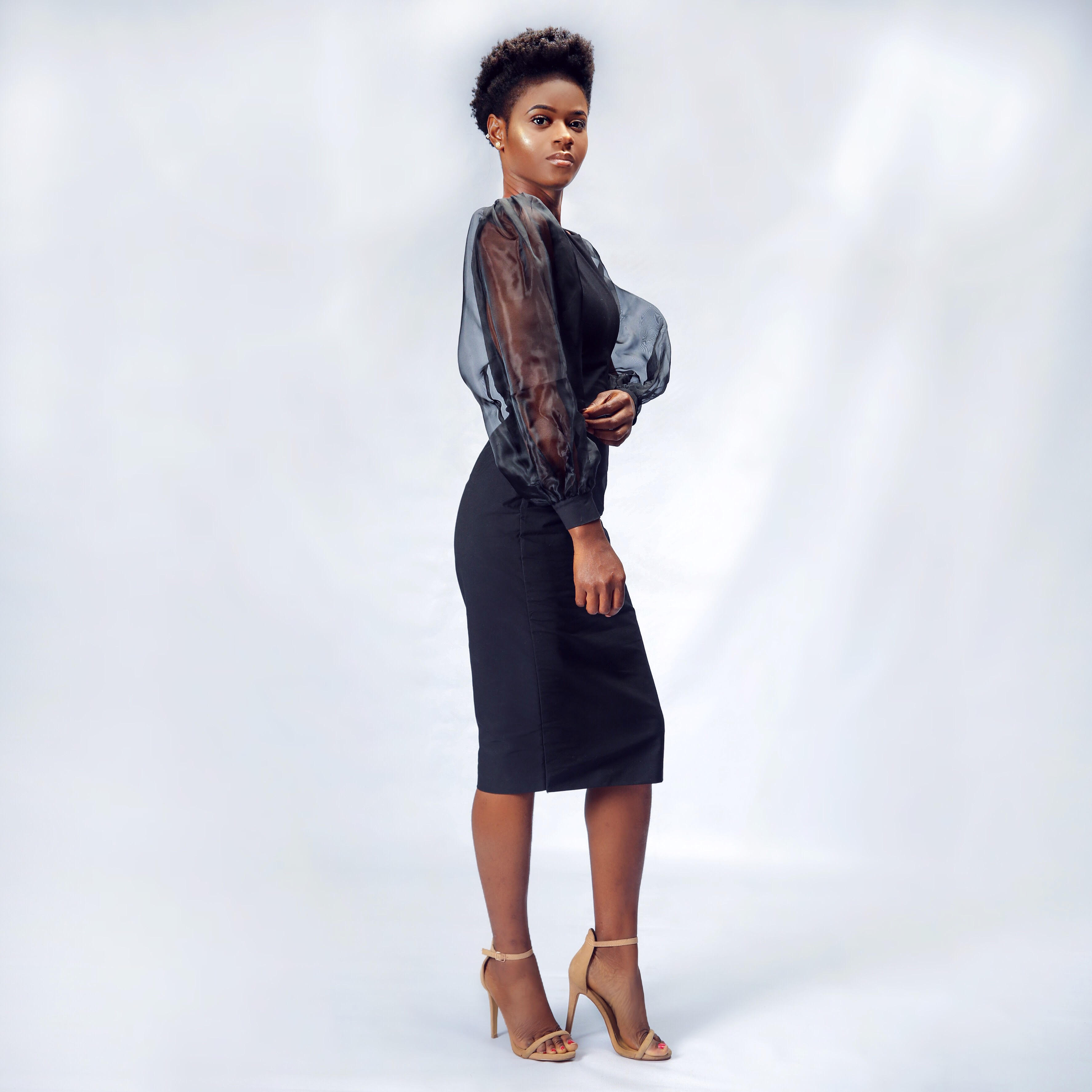 Black Dress With Sheer Sleeves Arewa Fashion Black Dress With Sheer Sleeves Ngn 6 500 00 Add Write A Review
